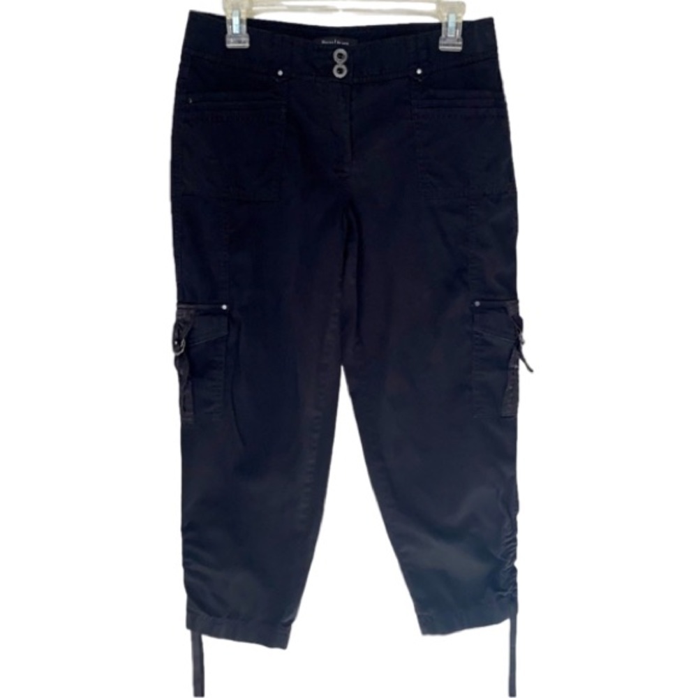 WHITE HOUSE BLACK MARKET Tapered Crop Pants Tie Calf Hem Black Women Size 4